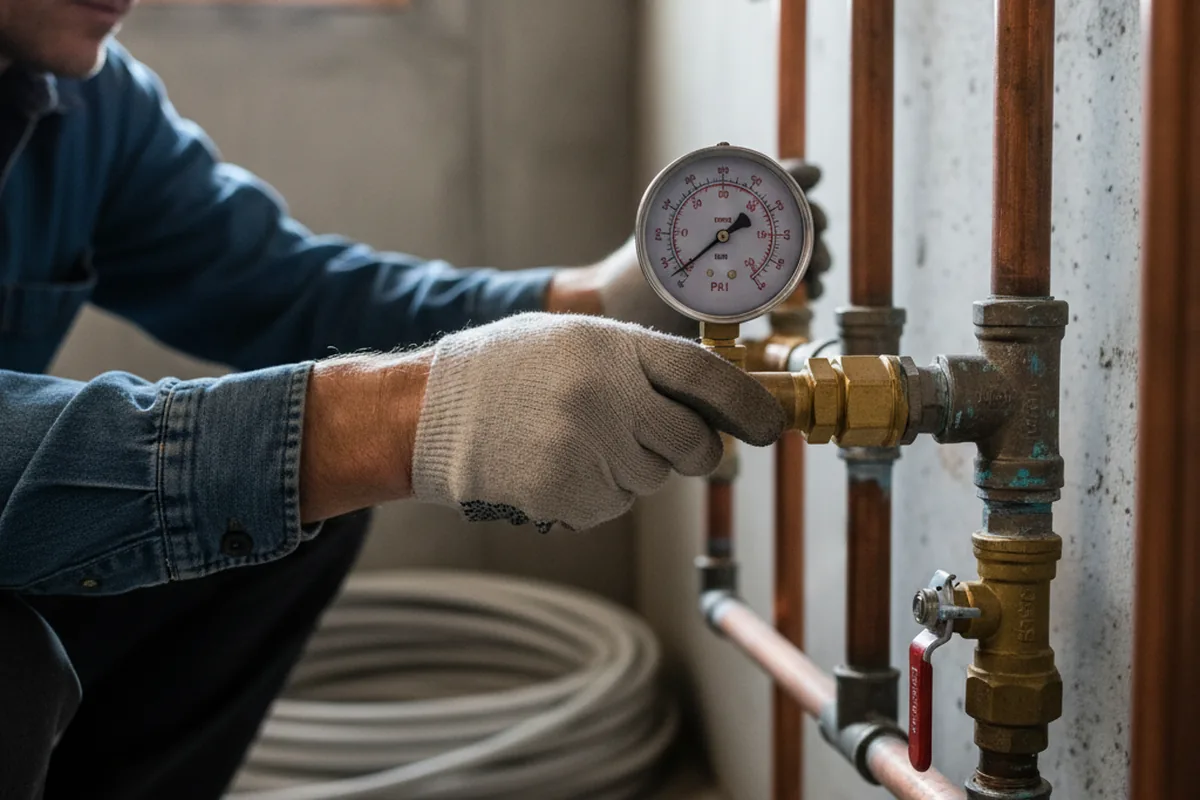Pressure testing a repaired line during Water Line Repair in Peachtree City